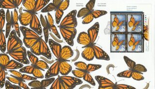 2014 Canada #2708 Monarch Butterfly (Upper Right Plate Block) FDC