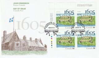 2005 Canada #2115 Port-Royal 1605 - 2005 Samuel de Champlain's Drawing of Settlement FDC