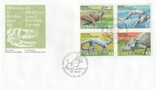 1993 Canada #1498a Prehistoric Life in Canada - 3 FDC