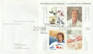 2000 Canada #1824 The Millennium Collection - 7 Hearts of Gold FDC