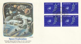 1982 United Nations New York #373 Exploration and Peaceful Uses of Outer Space - UN Emblem & Olive Branch FDC