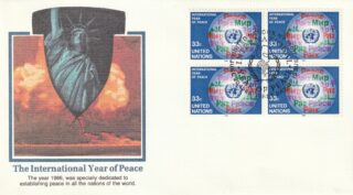1986 United Nations New York #476 International Peace Year - Peace in Seven Languages FDC
