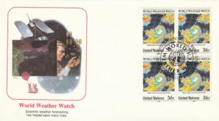 1989 United Nations New York #551 Weather Watch, 25th Anniversary - Typhoon Abby in the Northwest Pacific FDC