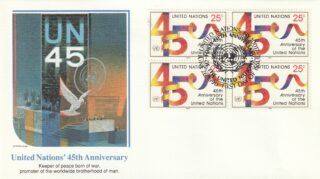 1990 United Nations New York #577 United Nations, 45th Anniversary FDC