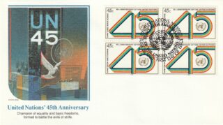1990 United Nations New York #578 United Nations, 45th Anniversary FDC