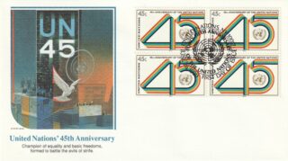 1990 United Nations New York #578 United Nations, 45th Anniversary FDC