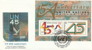 1990 United Nations New York #579 United Nations 45th Anniversary FDC