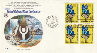 1977 United Nations New York #283 UN Water Conference - Drops of Water Falling into Funnel FDC