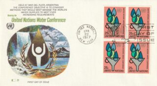 1977 United Nations New York #284 UN Water Conference - Drops of Water Falling into Funnel FDC