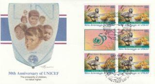 1996 United Nations New York #689 UNICEF, 50th Anniversary Fairy Tales - The Ugly Duckling FDC