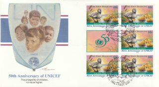 1996 United Nations New York #689 UNICEF, 50th Anniversary Fairy Tales - The Ugly Duckling FDC