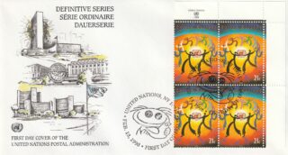 1998 United Nations New York #729 Dancing around UN Emblem FDC