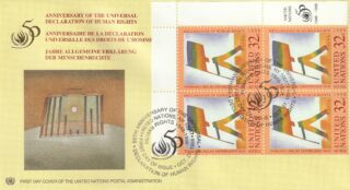 1998 United Nations New York #739 Universal Declaration of Human Rights, 50th Anniversary - Carrying a Flag FDC