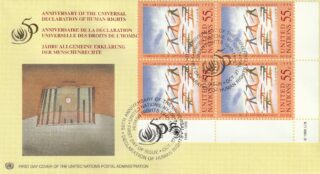 1998 United Nations New York #740 Universal Declaration of Human Rights, 50th Anniversary - Carrying Pens FDC