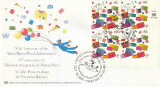 2001 United Nations New York #810 UN Postal Administration, 50th Anniversary - Stamps & Gifts FDC