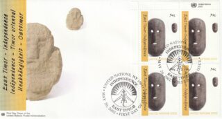 2002 United Nations New York #822 Independence of East Timor - Wooden Ritual Mask FDC