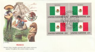 1985 United Nations New York #453 Flag of Mexico FDC
