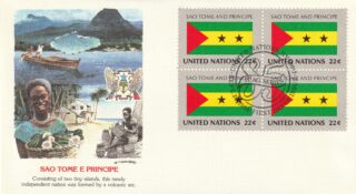1985 United Nations New York #455 Flag of St Thomas & Prince FDC