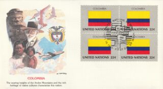 1986 United Nations New York #492 Flag of Colombia FDC