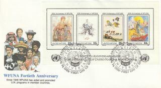 1986 United Nations New York #493 World Federation of UN Associations, 40th Anniversary FDC