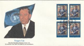 1987 United Nations New York #494 Trygve Halvdan Lie, First Secretary General FDC