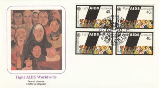1990 United Nations New York #574 Fight AIDS Worldwide - Shadow Over Crowd FDC