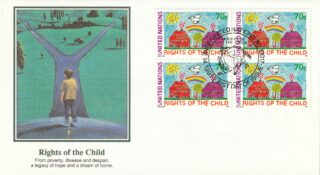 1991 United Nations New York #594 Rights of the Child - House & Rainbow FDC